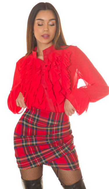 blouse with ruffles Red